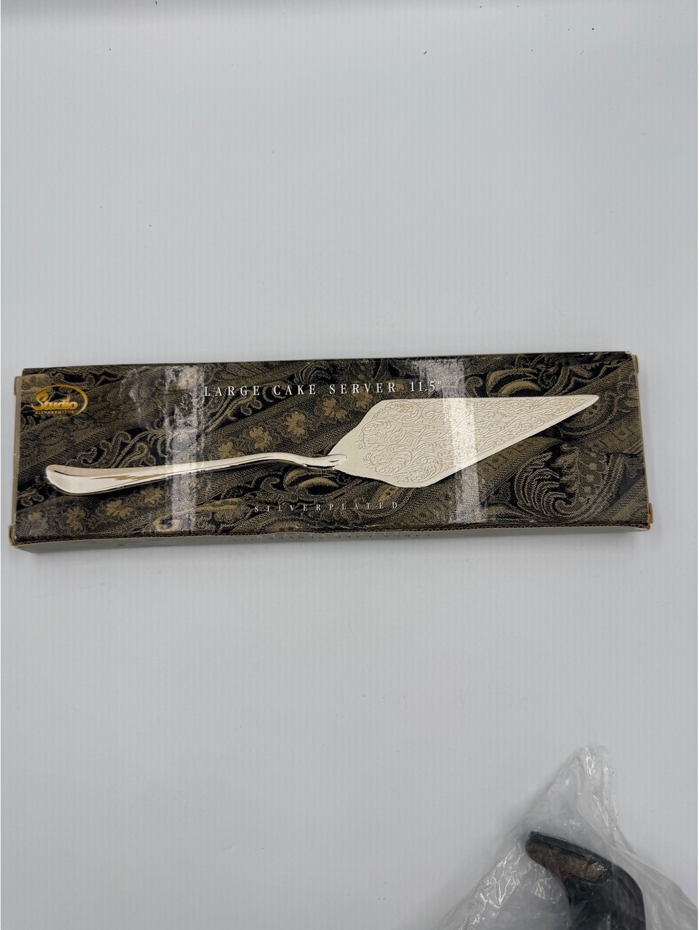 Sambonet Large Silverplated Cake Server 11.5" with Ornate Floral Pattern